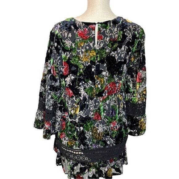 Anthropologie Velvet Burnout floral Blouse Sz SM EUC (133) - Picture 9 of 11